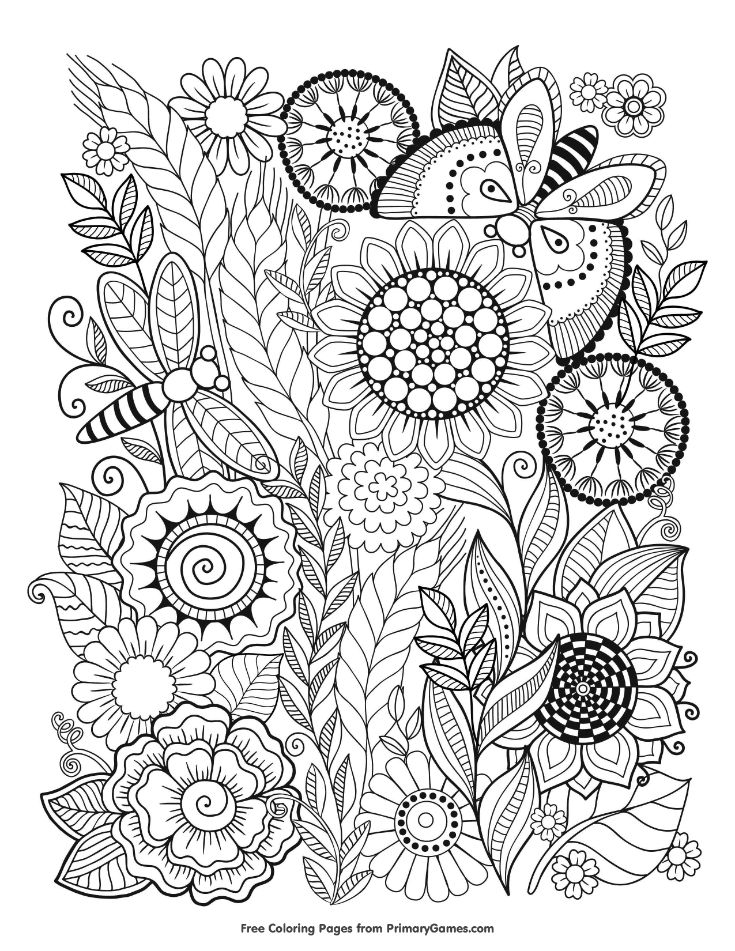 free printable summer flowers coloring pages