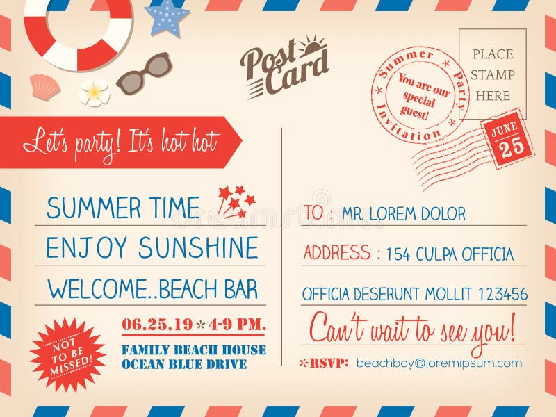 Vintage Summer Postcard Stock Illustrations - 89,474 Vintage ...
