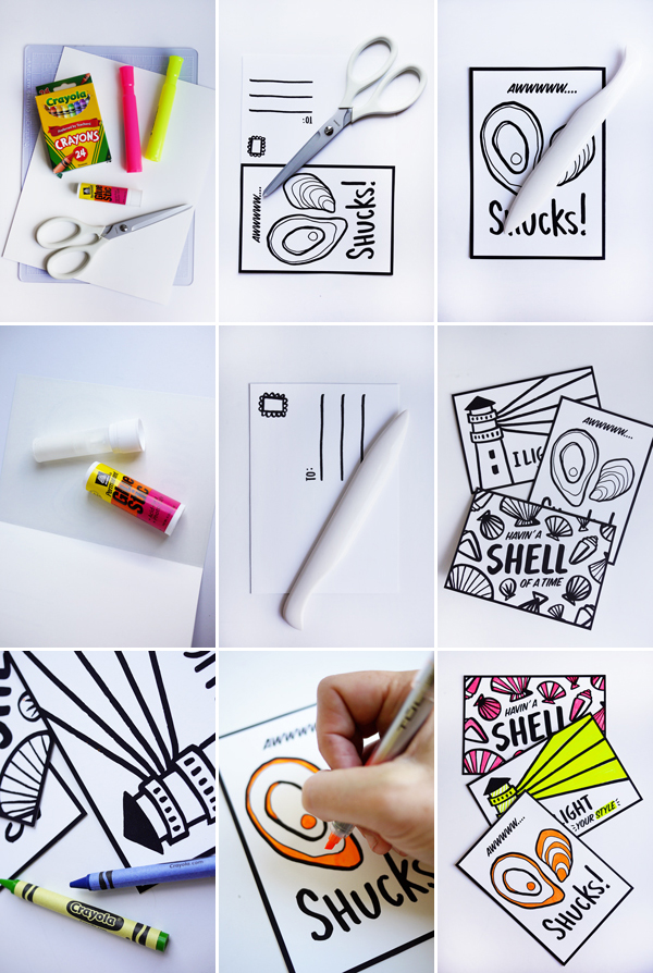 Printable Summer Color-in Postcards