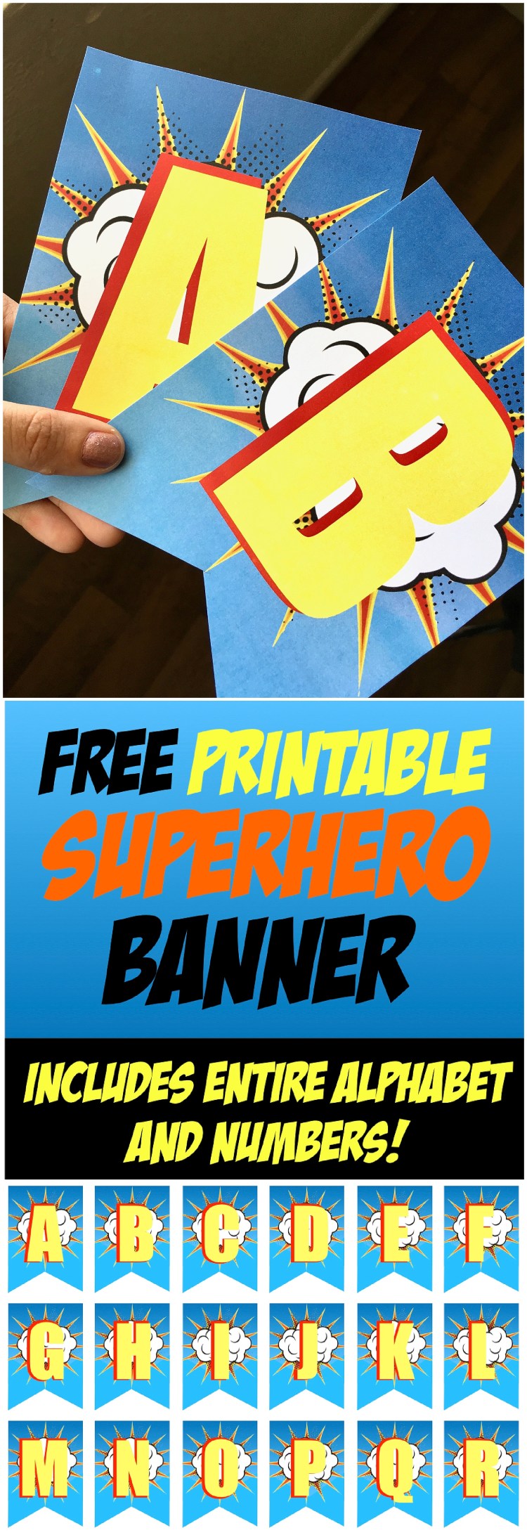 free printable superheroes birthday banner