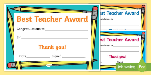 Best Teacher Certificate Template (teacher made) - Twinkl