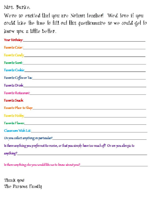 free printable teacher questionnaire