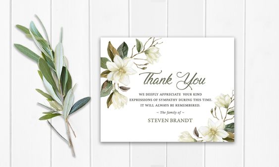 Funeral Thank You Cards | Printable Funeral Thank You Notes ...