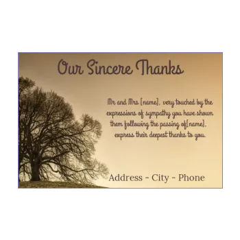 Funeral Thank You Cards free template - printable