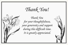 free printable thank you cards death