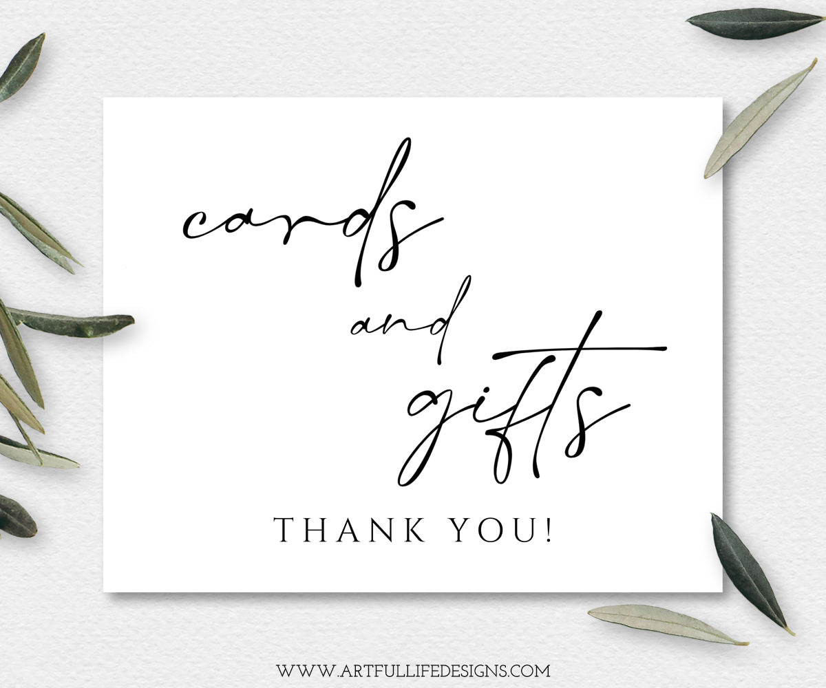 Cards and Gifts Sign for Wedding or Shower, Gift Table Sign, Ready ...