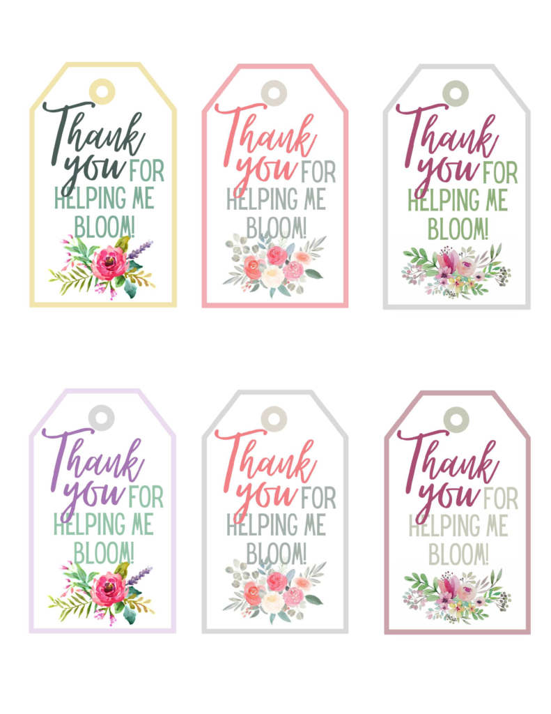 Thank You for Helping Me Bloom Teacher Gift Free Printable ... - Worksheets Library for Free Printable Thank You For Helping Me Grow