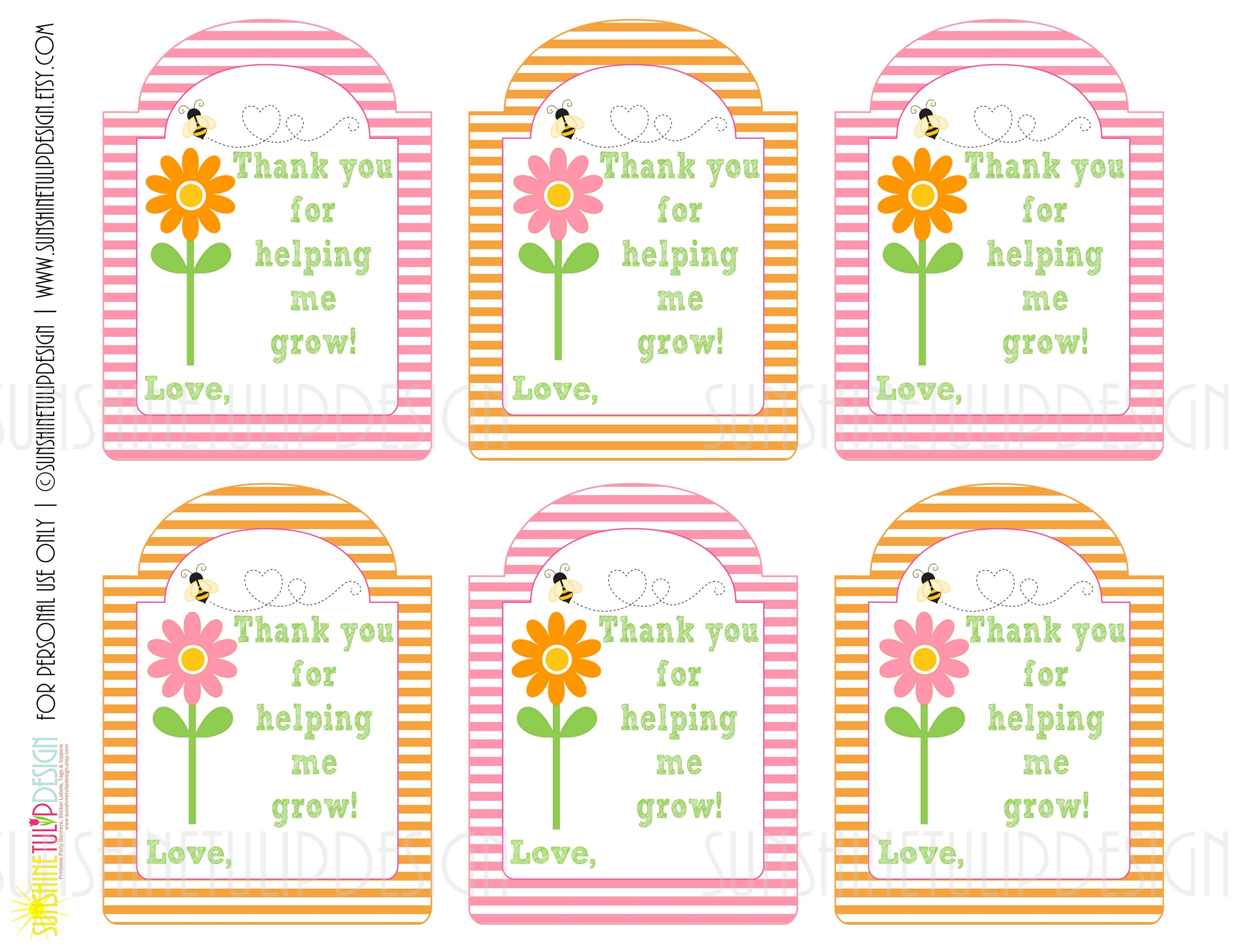 free printable thank you gift tags for teachers