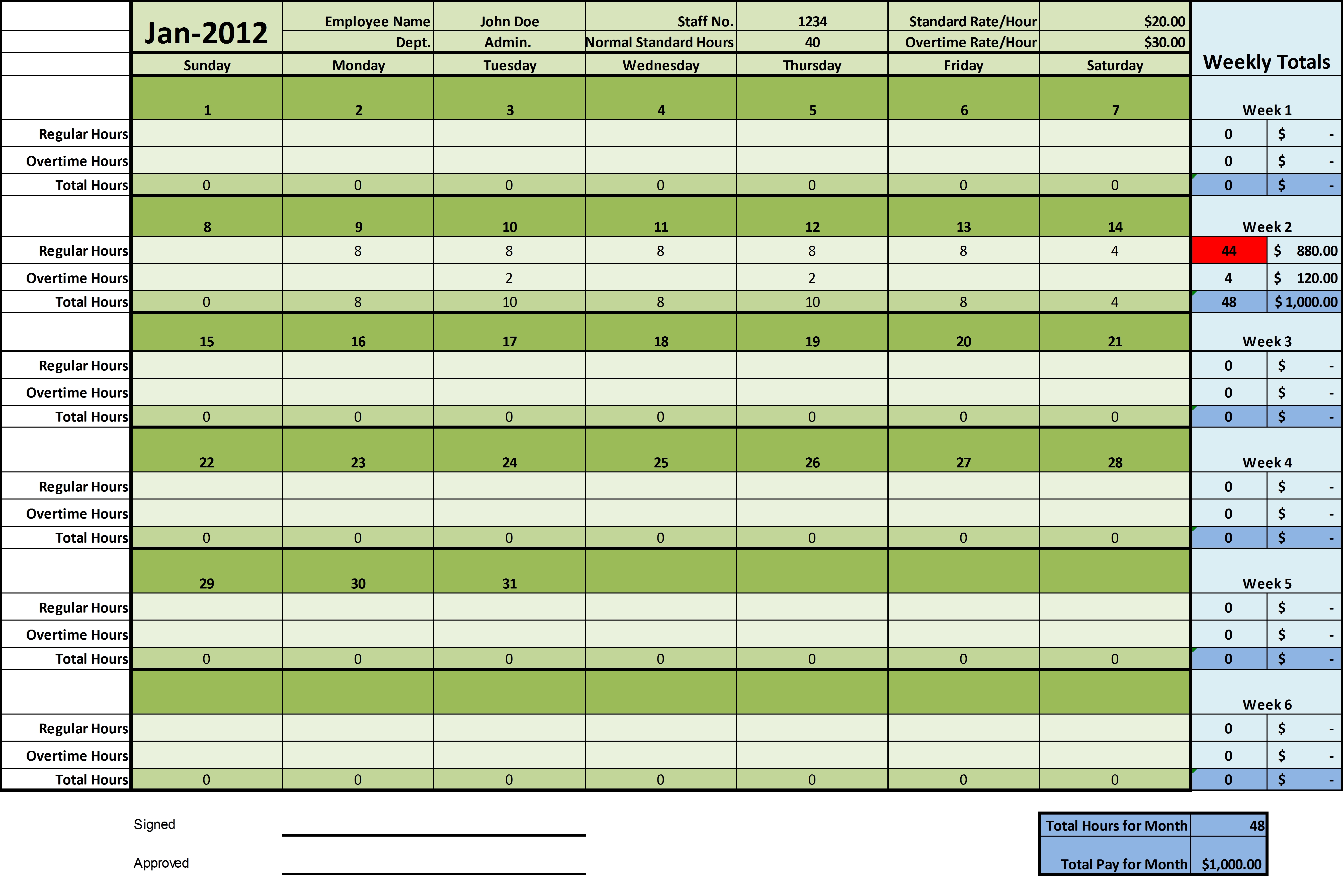 free printable time sheets excel