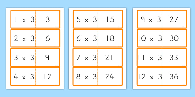 free printable times table cards