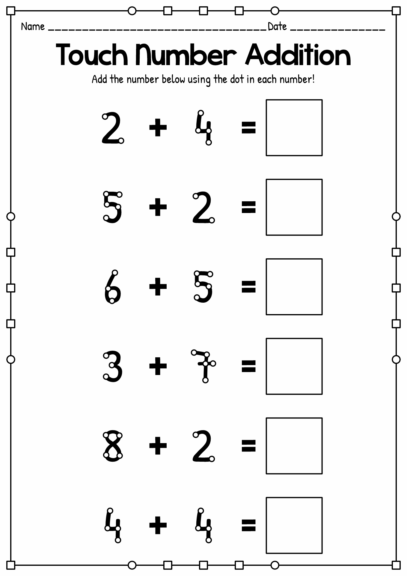 free printable touch math worksheet