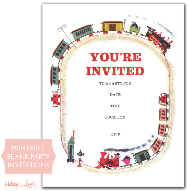 free printable train invitation templates