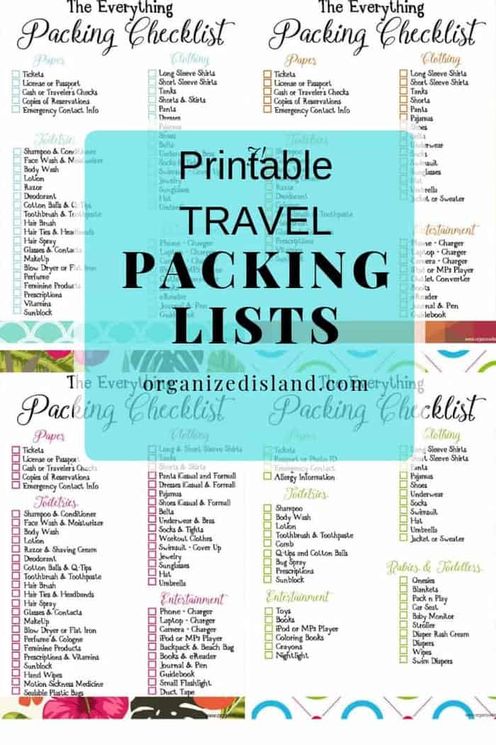 Travel Packing List Printables - Organized Island