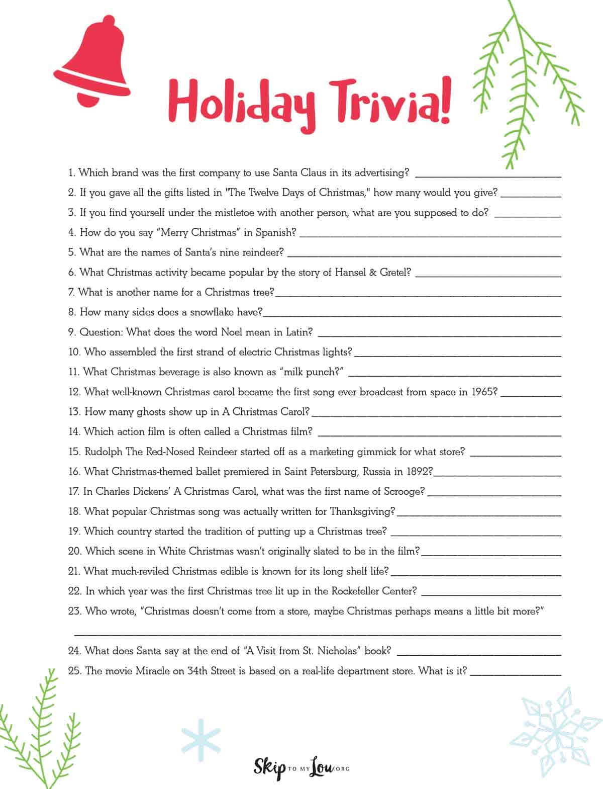 free printable trivia questions with answers