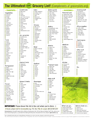 Ultimatest Grocery List - Fill Online, Printable, Fillable, Blank ...
