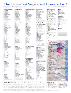 free printable ultimate grocery list