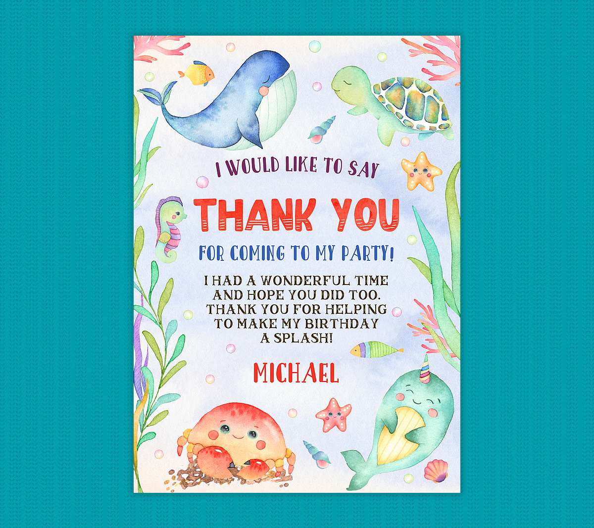 free printable under the sea thank you tags