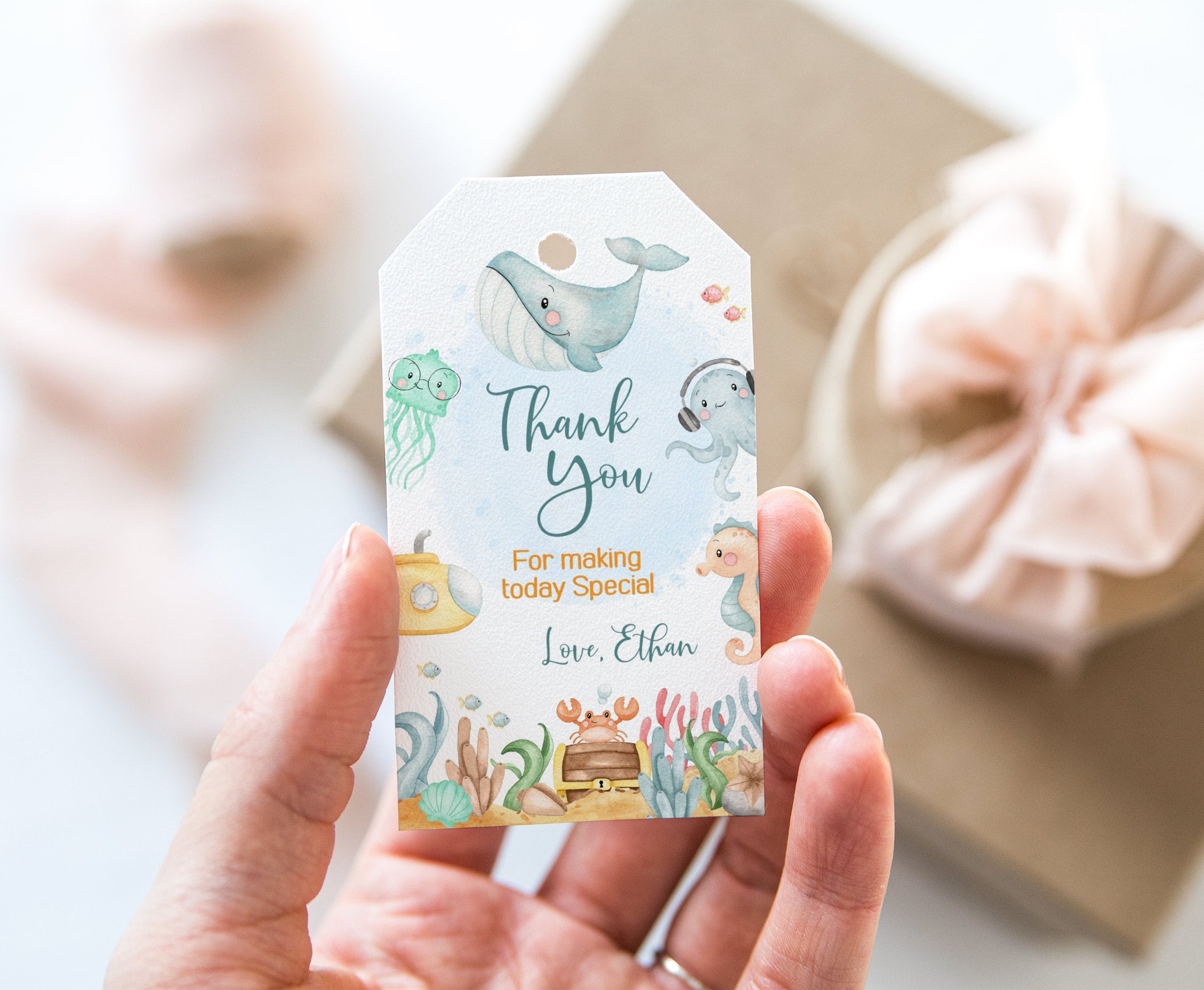 free printable under the sea thank you tags