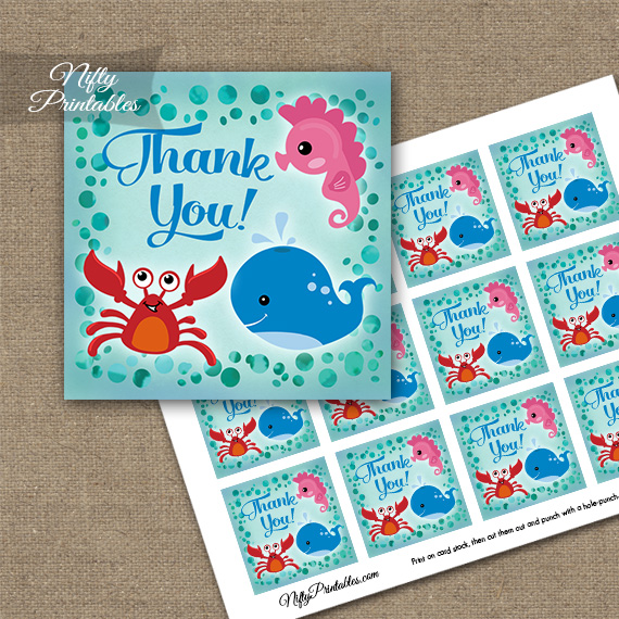 free printable under the sea thank you tags
