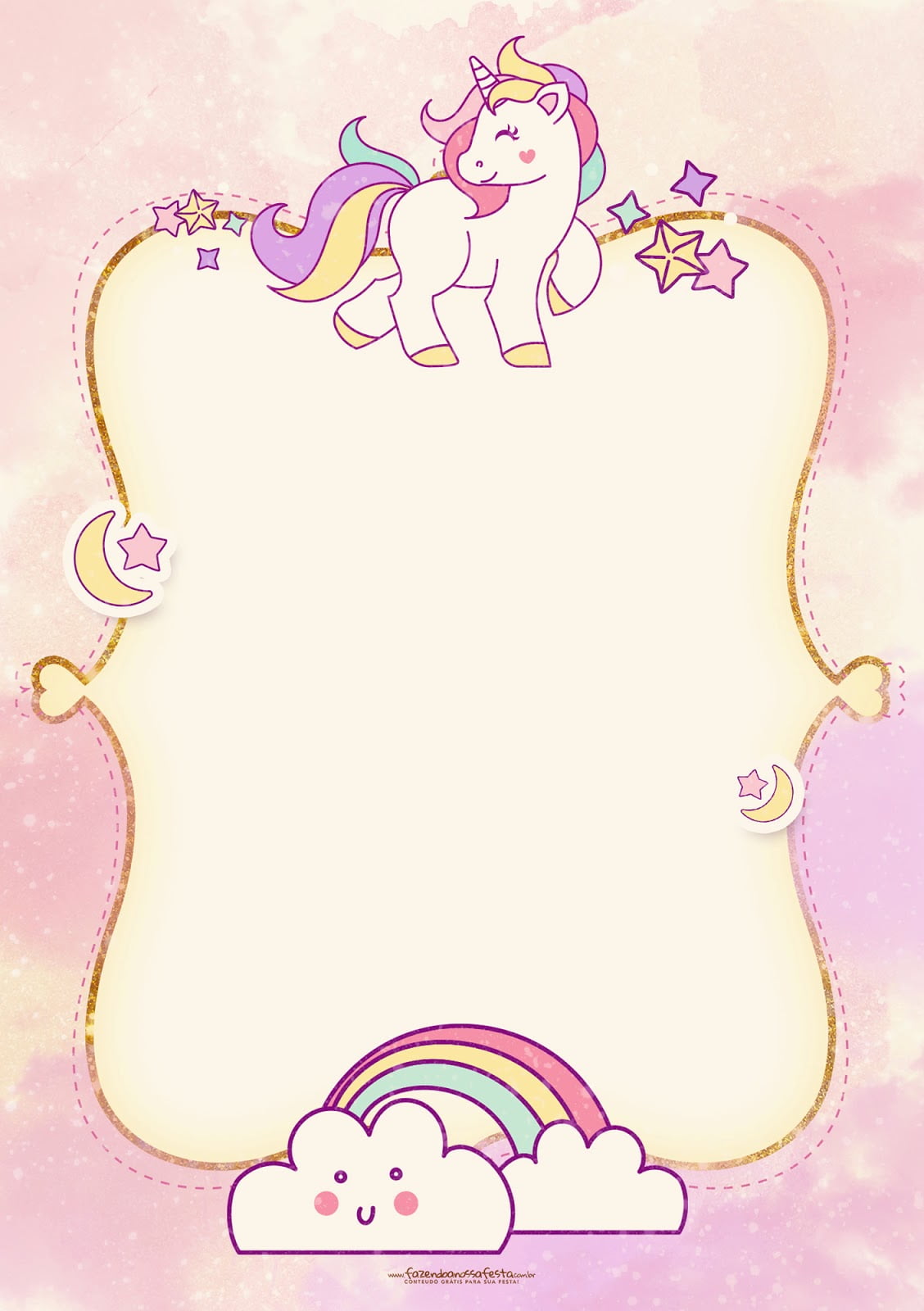 FREE Printable Golden Unicorn Birthday Invitation Template ...