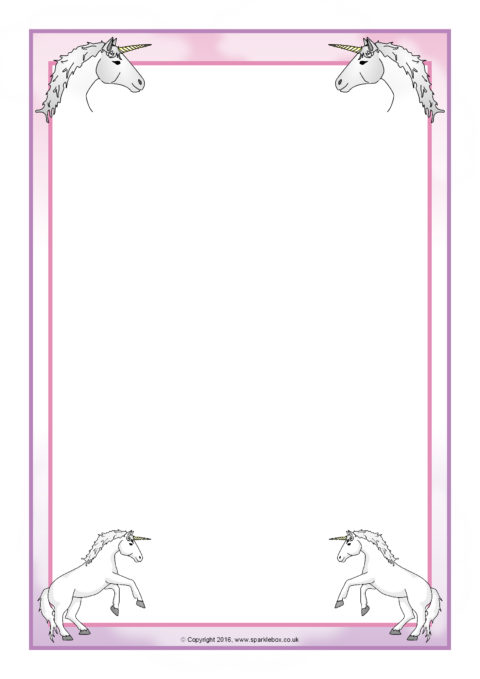 Unicorn-Themed A4 Page Borders (SB11633) - SparkleBox