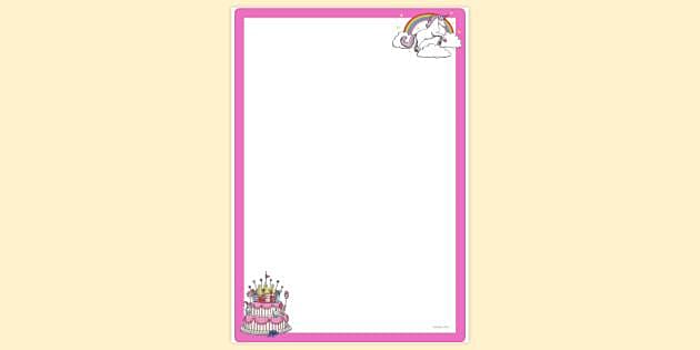 FREE! - Unicorn Cake Page Border | Page Borders | Twinkl
