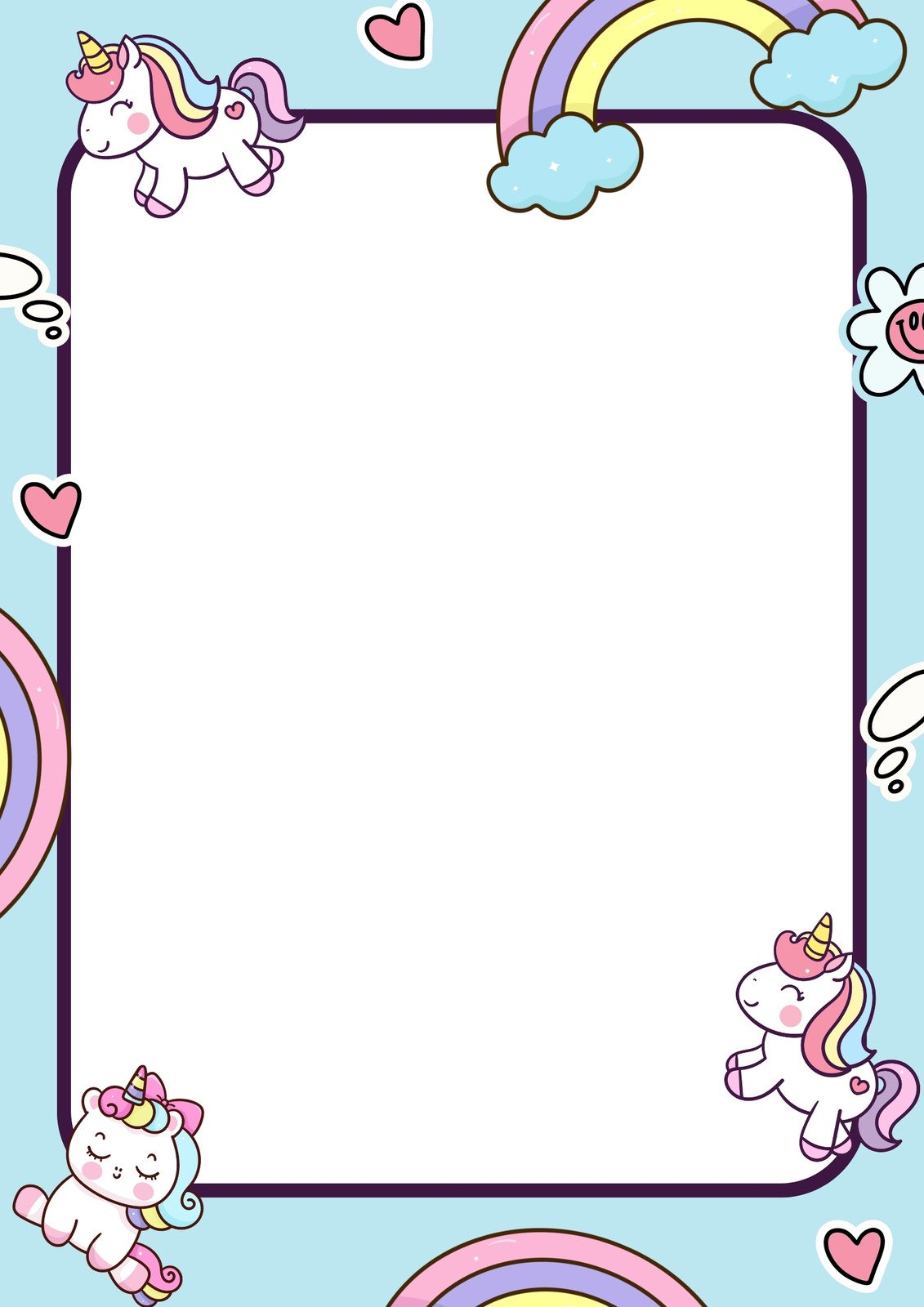 free printable unicorn borders