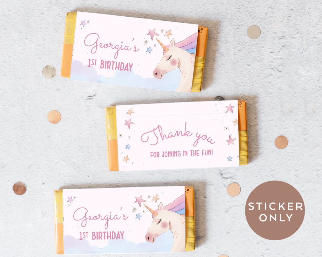 free printable unicorn chocolate wrappers