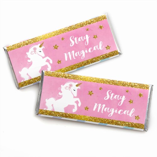 Big Dot of Happiness Rainbow Unicorn Candy Bar Wrapper Baby Shower ...