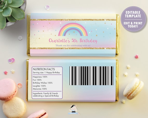 free printable unicorn chocolate wrappers