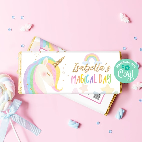 free printable unicorn chocolate wrappers