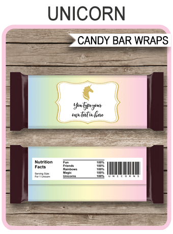 free printable unicorn chocolate wrappers