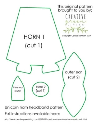 free printable unicorn ears