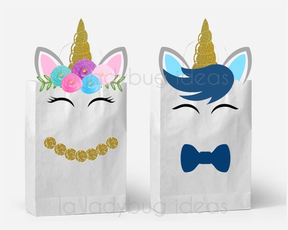Printable Unicorn Favor Bags. DIY Unicorn Party Bags. Pink and ...