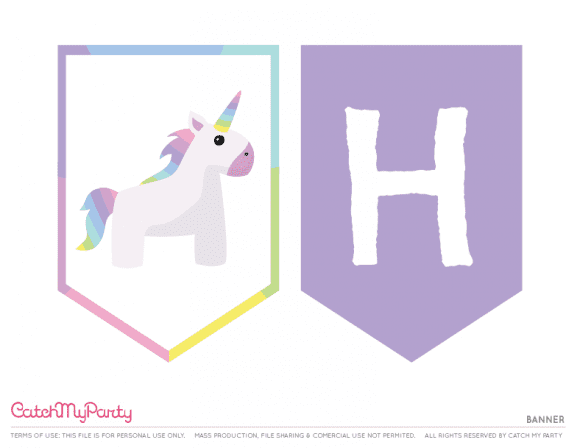 free printable unicorn happy birthday banner