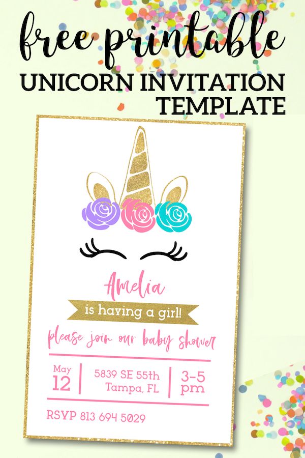 free printable unicorn invitation template
