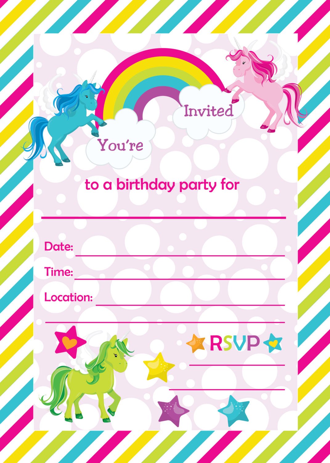 FREE Unicorn Baby Shower Invitation Templates | Beeshower