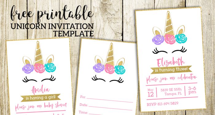 free printable unicorn invitation template