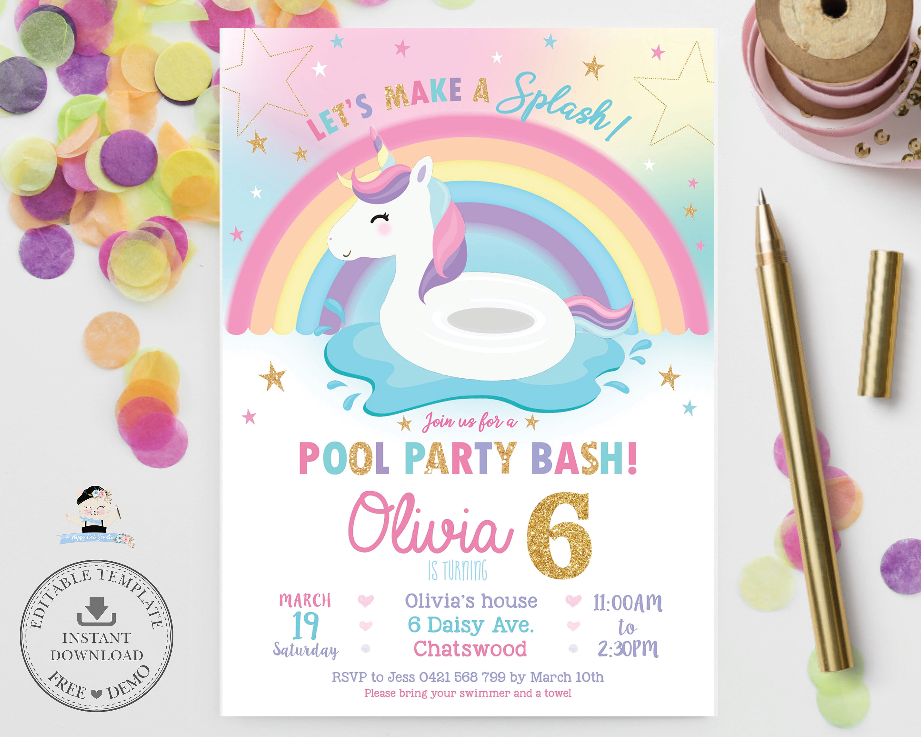 free printable unicorn invitation template