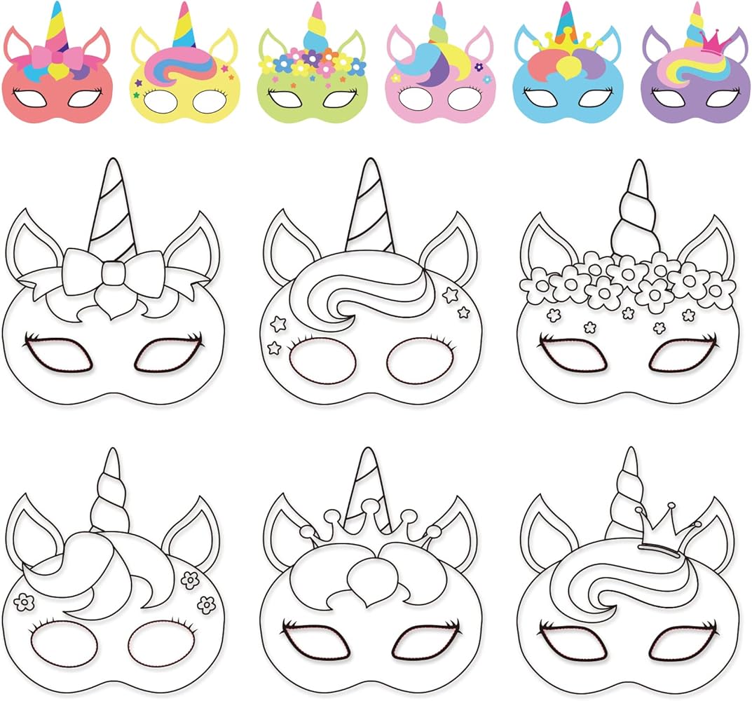 amazon-com-chiazllta-24-pcs-color-your-own-unicorn-mask-diy-worksheets-library for Free Printable Printable Unicorn Mask Template Amazon.com: chiazllta 24 Pcs Color Your Own Unicorn Mask DIY ... - Worksheets Library for Free Printable Printable Unicorn Mask Template