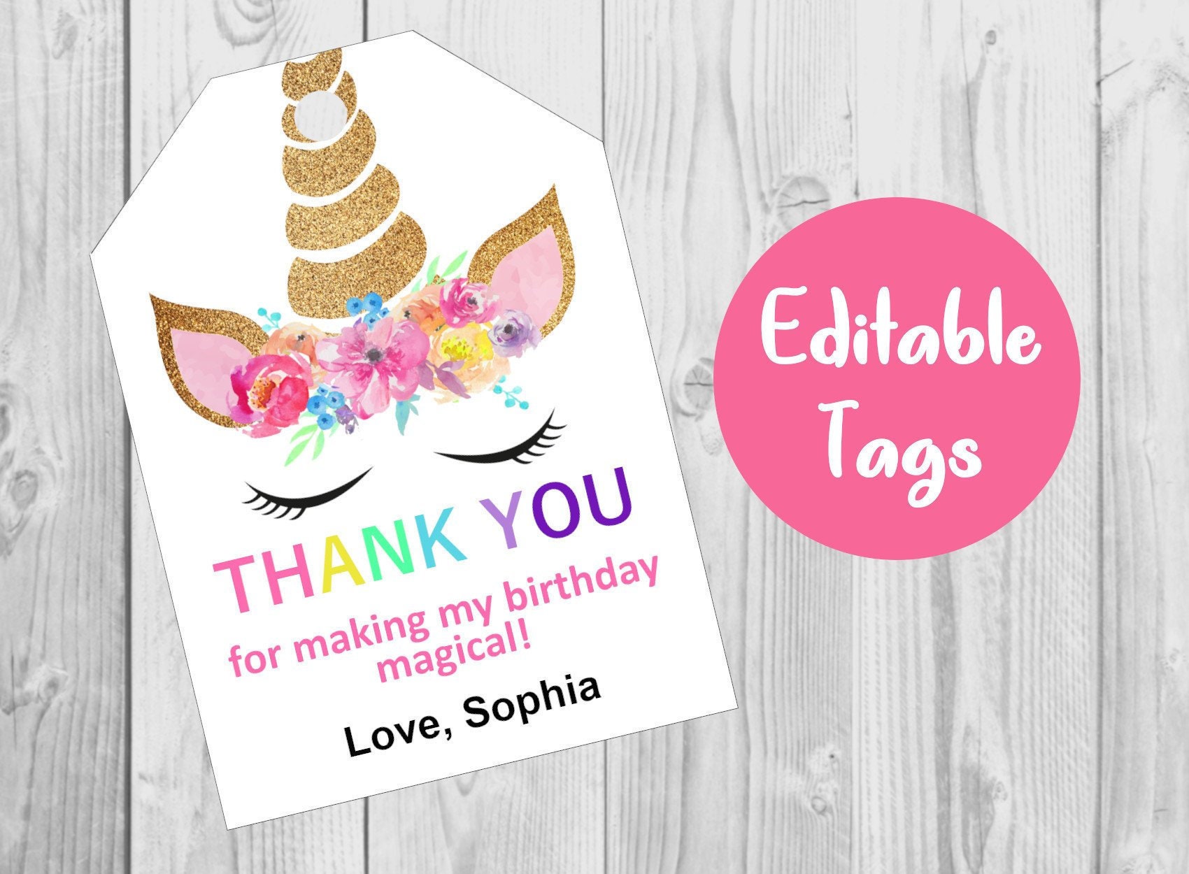 free printable unicorn tags
