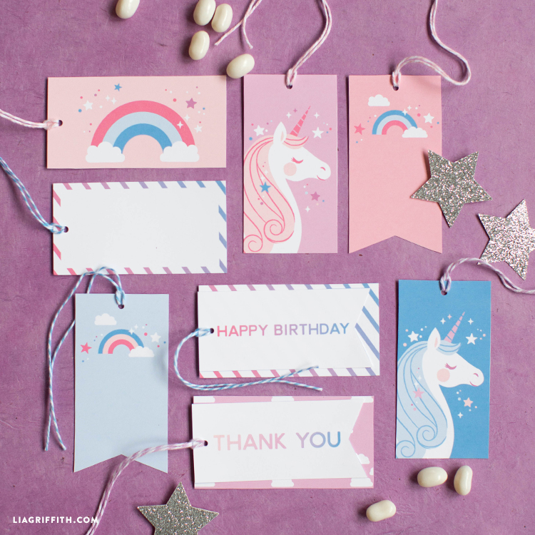 Download and print unicorn gift tags for your next clebration