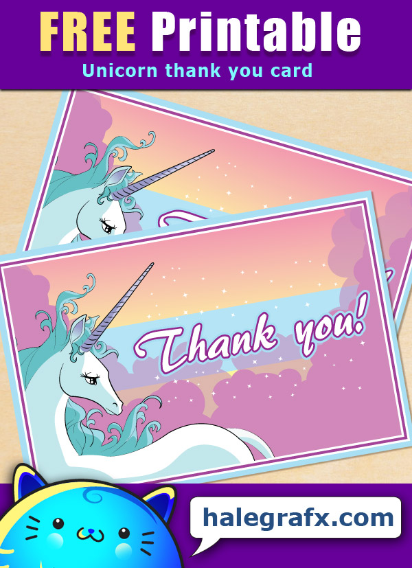 free printable unicorn thank you
