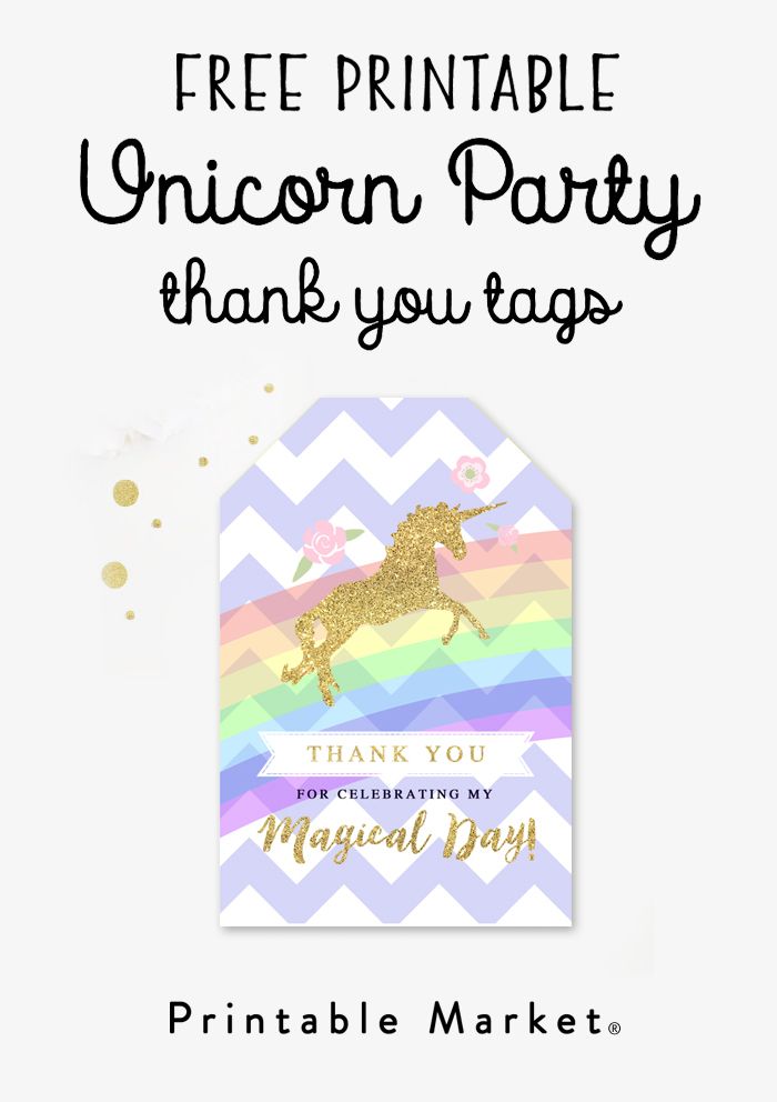 free printable unicorn thank you