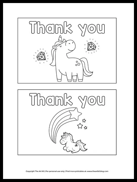 free printable unicorn thank you