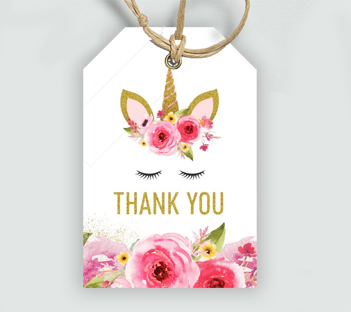 free printable unicorn thank you