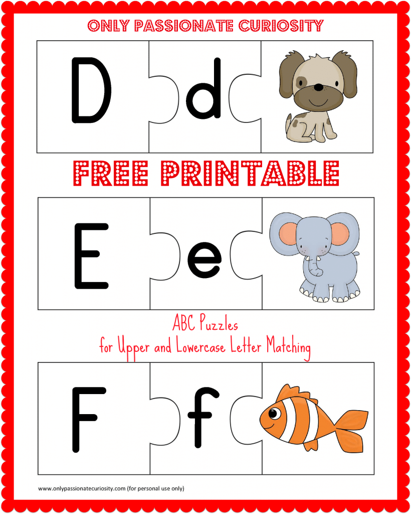 FREE Printable ABC Puzzles: Upper and Lowercase Letter Matching ...