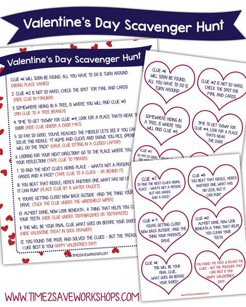 free printable valentine scavenger hunt