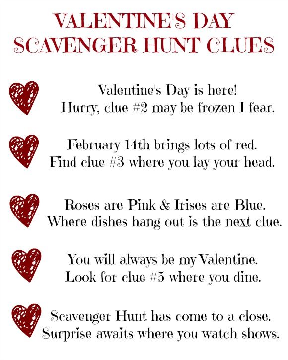 free printable valentine scavenger hunt