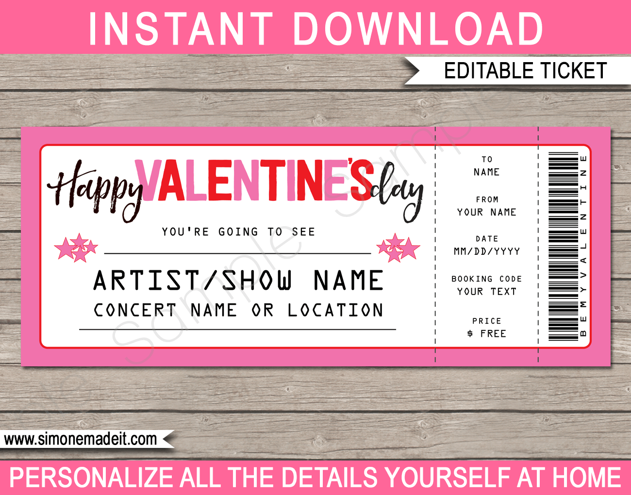 free printable valentine tickets